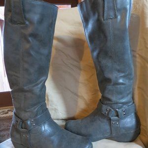 Grey Knee High Boots